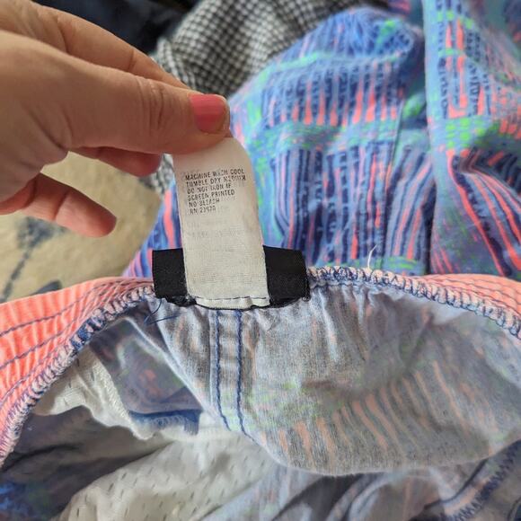 Men's Vintage O'Neil Swim Trunks Neon Blue Pink Oversized  34 Made in USA - Picture 5 of 7